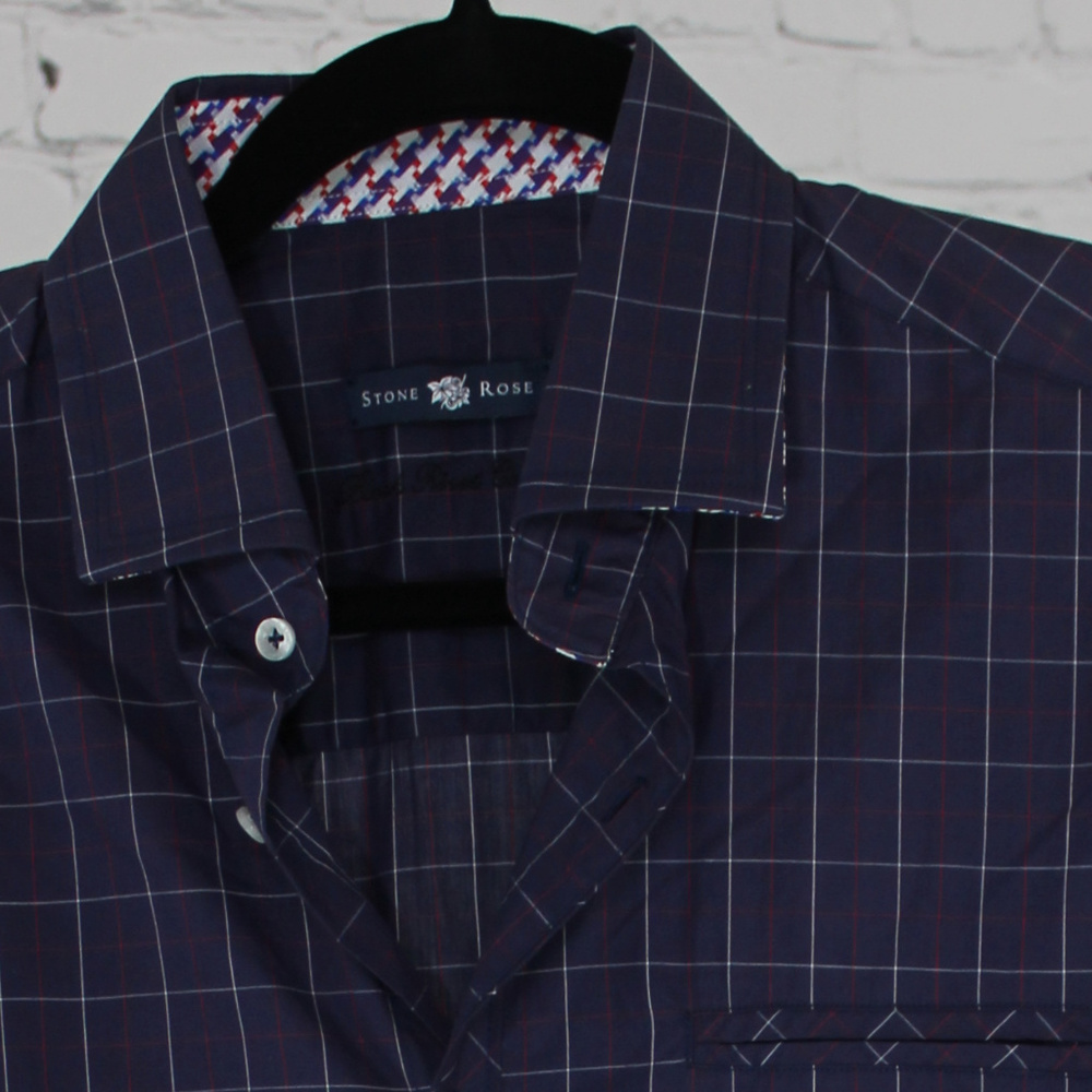 STONE ROSE- MENS LONG SLEEVED CHECK SHIRT - Picture 2 of 5